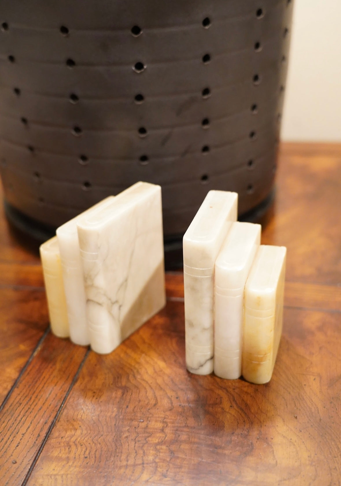 VINTAGE MARBLE BOOKS STACKED BOOKENDS