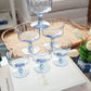 VINTAGE HAND-BLOWN BLUE COUPE GLASSES