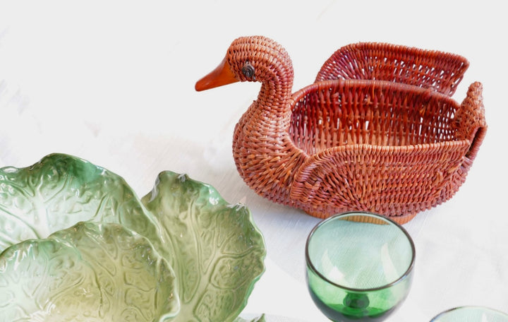 VINTAGE WICKER DUCK BASKET