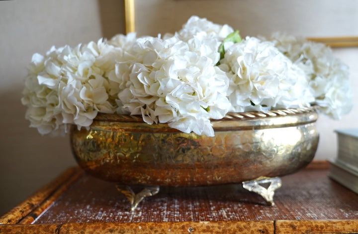 BRASS OVAL BASIN FLORAL PLANTER