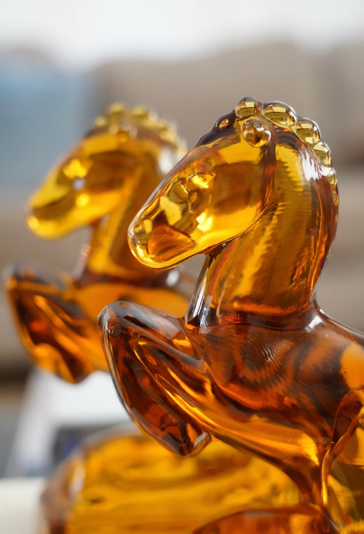 AMBER ART DECO HORSE BOOKENDS