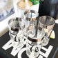 VINTAGE MONOGRAM "W" HIGHBALL GLASSES WITH SILVER RIM