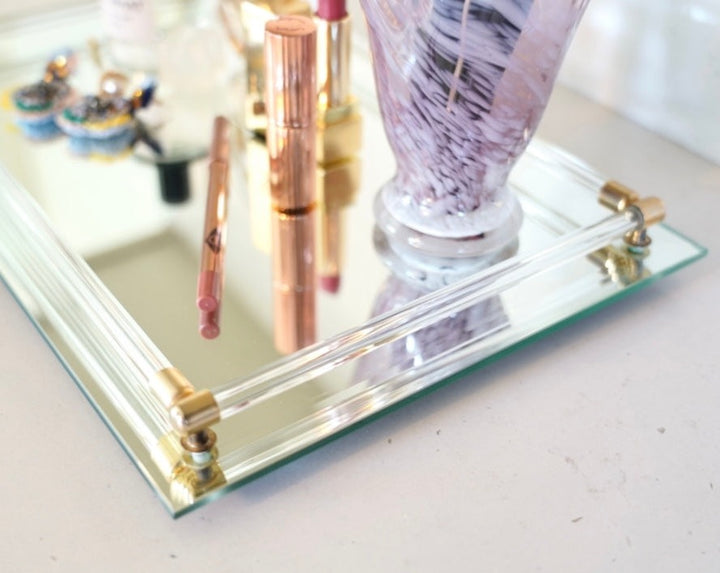 VINTAGE MIRRORED GLASS TRAY