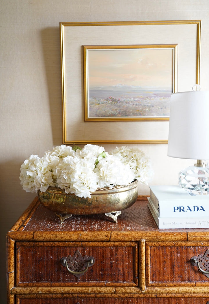 BRASS OVAL BASIN FLORAL PLANTER