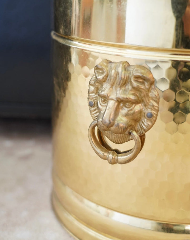 BRASS LION HEAD PLANTER