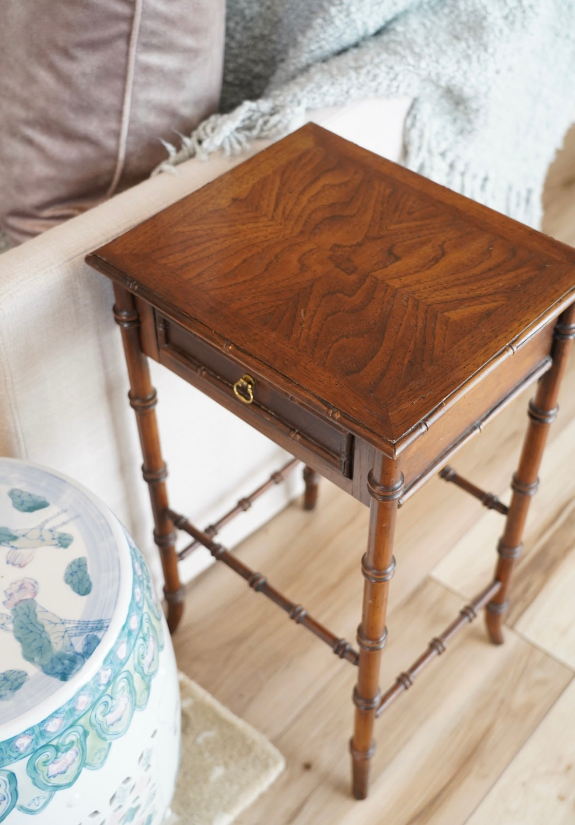VINTAGE BAMBOO WOODEN SIDE TABLE