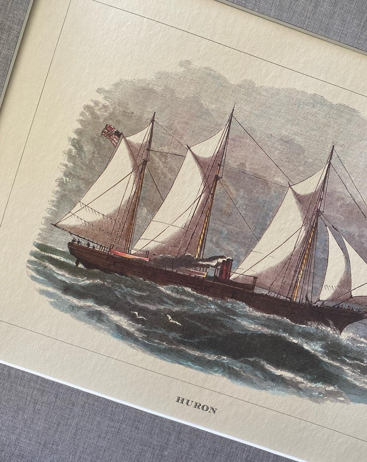 VINTAGE "HURON" SHIP OF THE SEA ETCHING